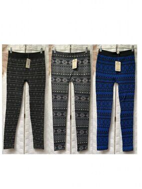 NEW NWT Lot of Three (3) Pink Rose Legging Pants Size L